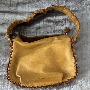 DESMO ITALY handmade Tan Leather Women's Bag with crocodile accent